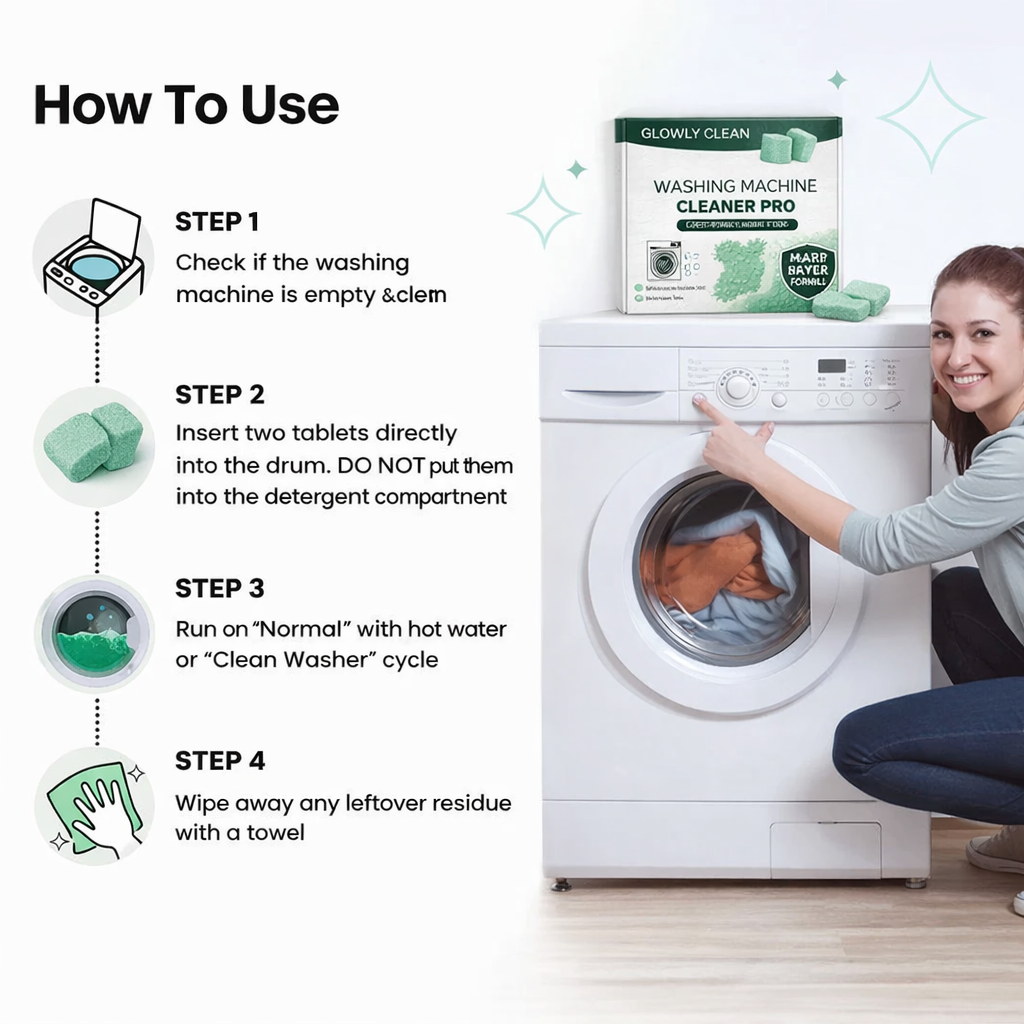 Glowly washing machine cleaner